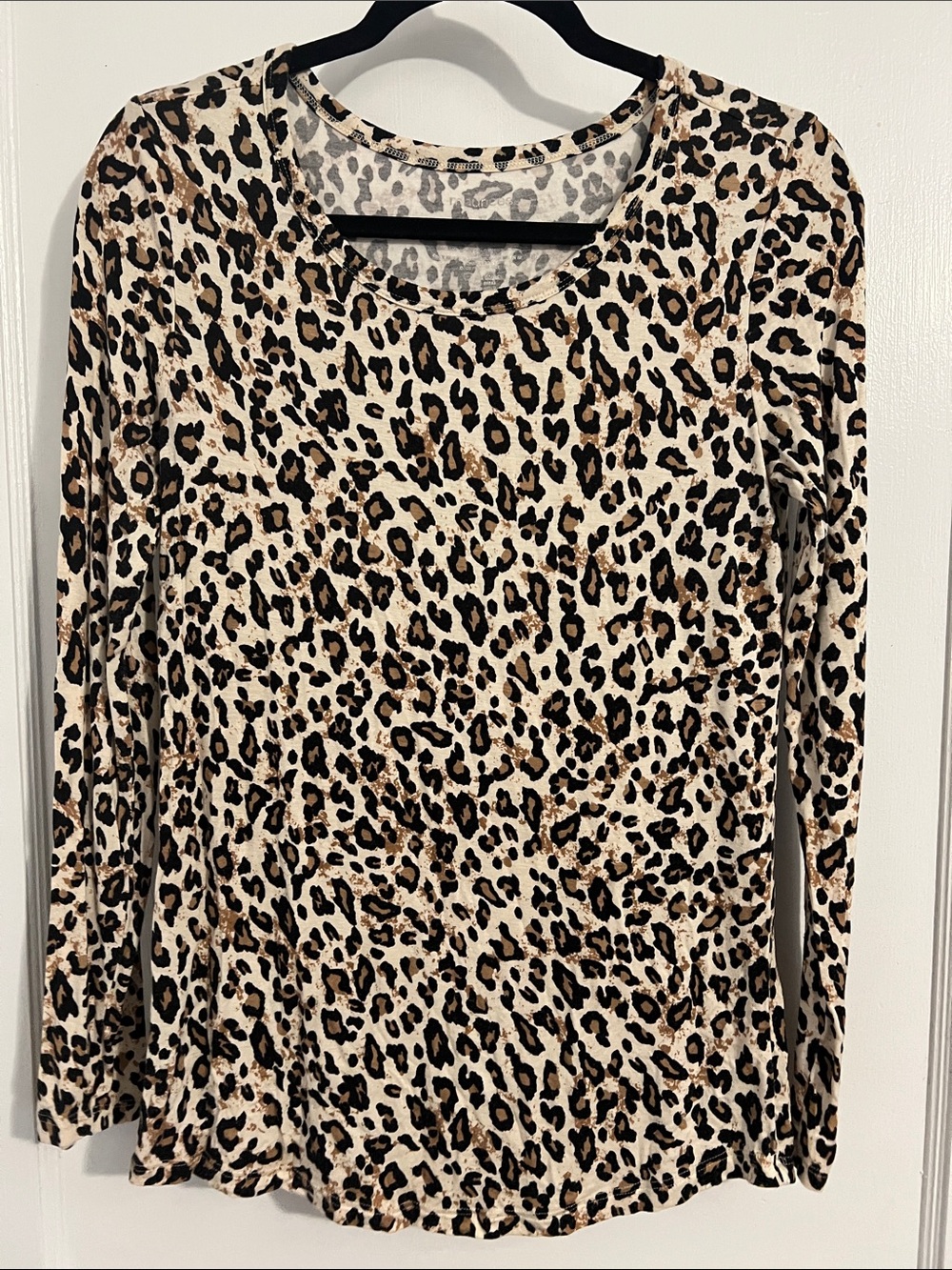 Maurices Leopard Print Long Sleeve Top in Beige and Brown